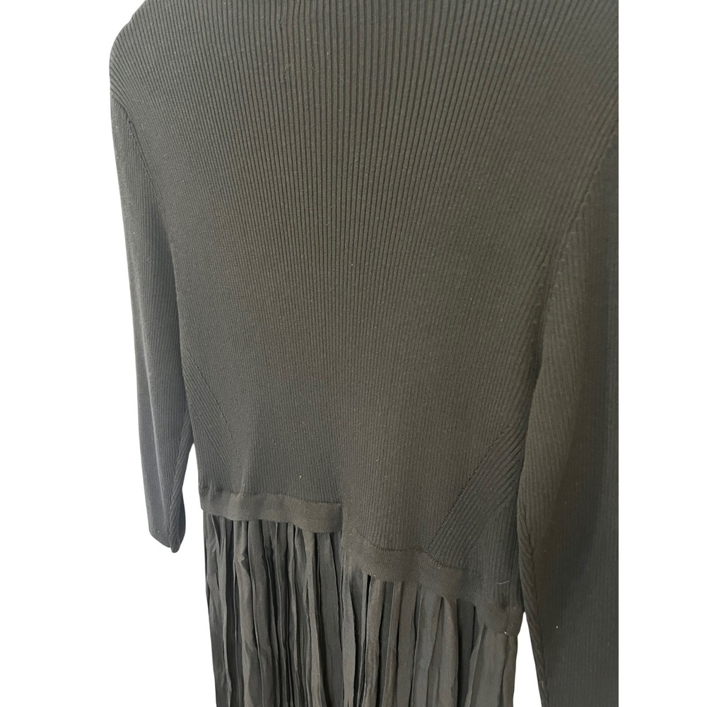 NWT Nic + Zoe Kira Long Sleeve Knit & Woven Pleated Maxi Dress Black Onyx  L - Picture 7 of 11